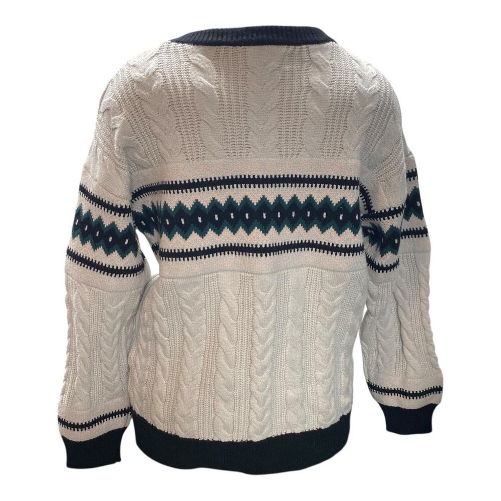 Lucca One Size Nordic Grandpa Sweater Ivory Mix Knit Retro Winter Oversized NWT - Picture 3 of 7